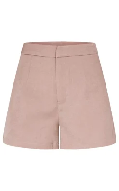 PrettyLittleThing Tailored High Waist Shorts Mocha