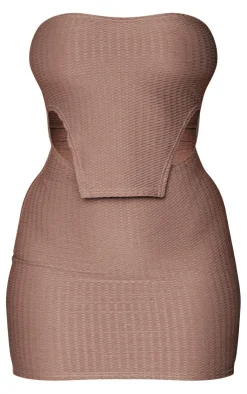 Textured Bandeau Stirrup Hem Bodycon Dress-PrettyLittleThing Outlet