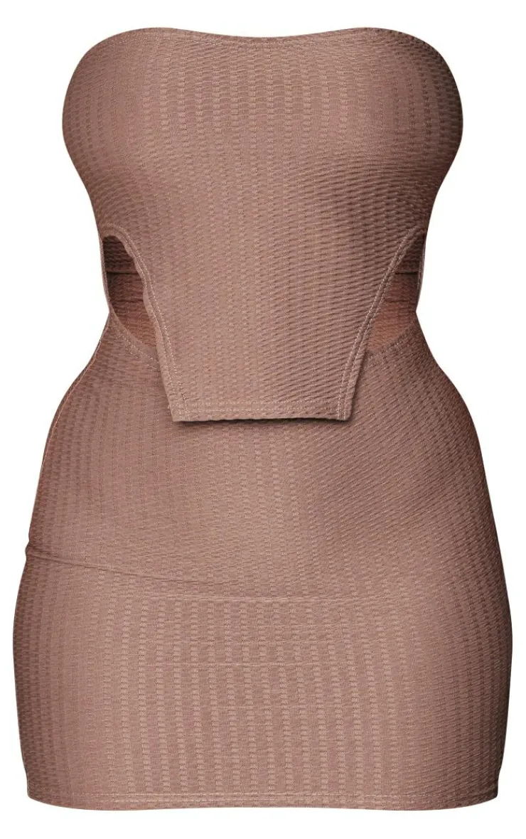 Textured Bandeau Stirrup Hem Bodycon Dress-PrettyLittleThing Outlet