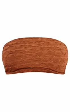 Mocha Textured Fuller Bust Bandeau Bikini Top