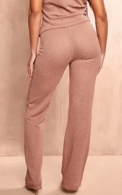 Best PrettyLittleThing Mocha Textured Straight Leg Pants Mocha.