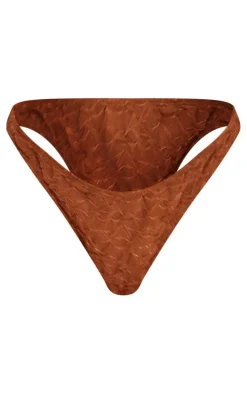 Mocha Textured V Front Bikini Bottoms