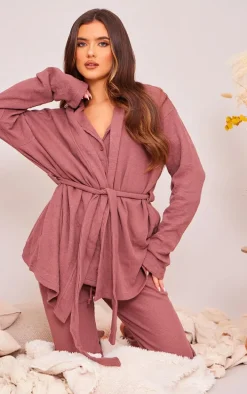 Mocha Waffle Tie Waist Robe