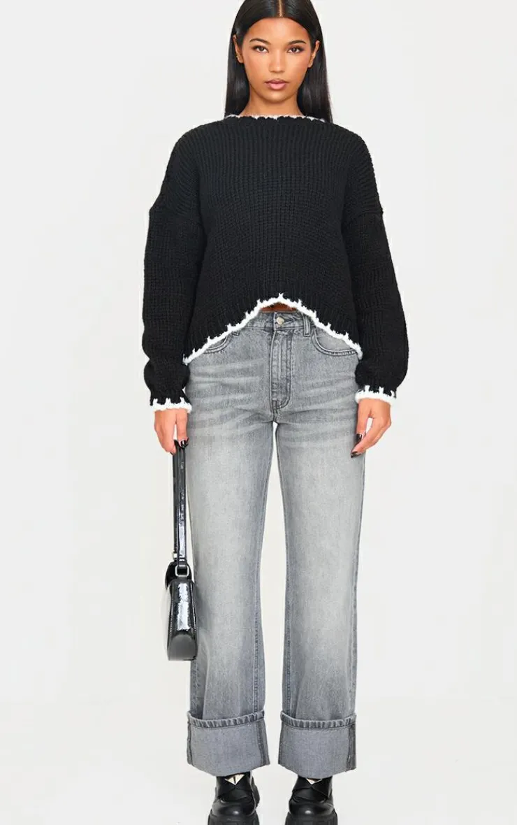 PrettyLittleThing Sweaters*Blanket Stitch Oversized Knit Sweater