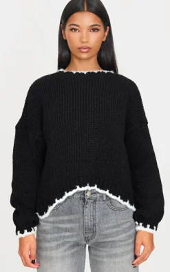 PrettyLittleThing Sweaters*Blanket Stitch Oversized Knit Sweater