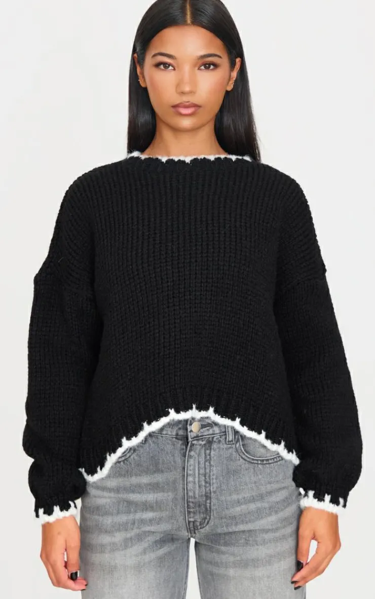 PrettyLittleThing Sweaters*Blanket Stitch Oversized Knit Sweater