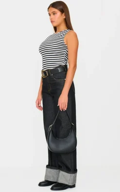 PrettyLittleThing Sleeveless Tops*Boat Neck Striped Vest Top
