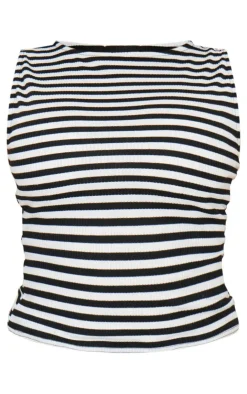 PrettyLittleThing Sleeveless Tops*Boat Neck Striped Vest Top