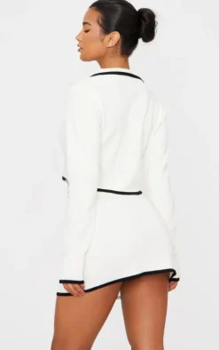 Hot PrettyLittleThing Button Up Cropped Knit Shirt Monochrome