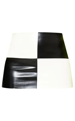 Checkerboard PU Mini Skirt-PrettyLittleThing Best