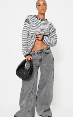 PrettyLittleThing Oversized Sweaters*Contrast Knit Slouchy Oversized Sweater