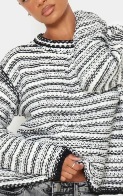 PrettyLittleThing Oversized Sweaters*Contrast Knit Slouchy Oversized Sweater