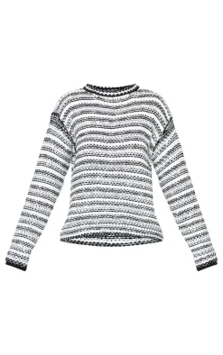 PrettyLittleThing Oversized Sweaters*Contrast Knit Slouchy Oversized Sweater
