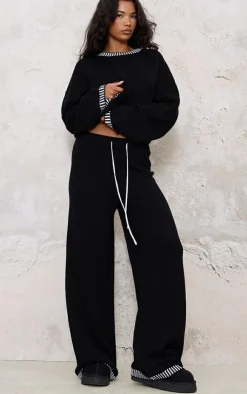 PrettyLittleThing Knitted Two Piece Sets*Contrast Stitch Detail Knit Oversized Sweater