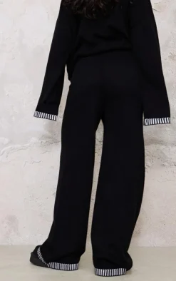 PrettyLittleThing Knitted Two Piece Sets*Contrast Stitch Detail Knit Drawstring Waist Pants