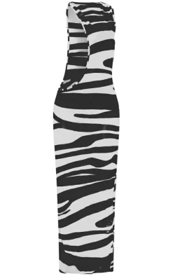 Monochrome Cut Out Mesh Beach Maxi Dress