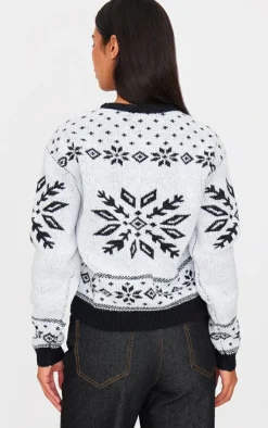 PrettyLittleThing Oversized Sweaters*Fairisle Printed Oversized Knitted Christmas Sweater