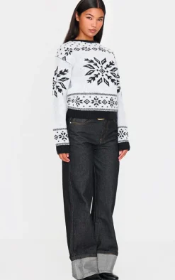 PrettyLittleThing Oversized Sweaters*Fairisle Printed Oversized Knitted Christmas Sweater