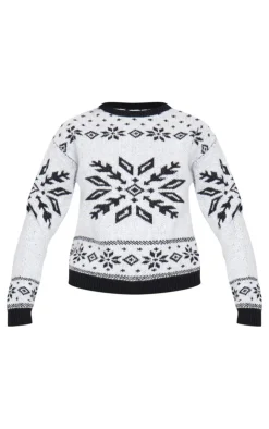 PrettyLittleThing Oversized Sweaters*Fairisle Printed Oversized Knitted Christmas Sweater