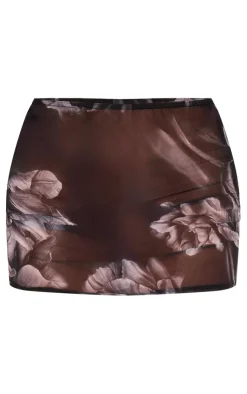 Flower Print Chiffon Micro Mini Skirt-PrettyLittleThing Online