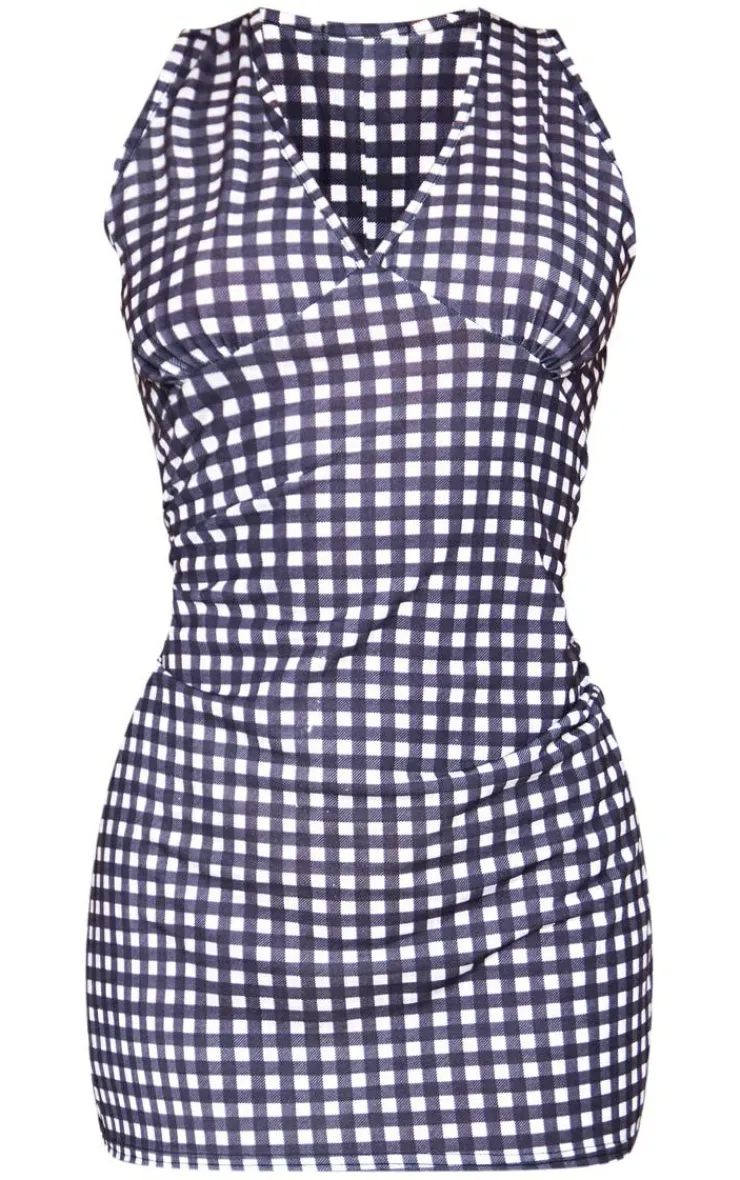 Gingham Scoop Neck Shift Dress-PrettyLittleThing Hot