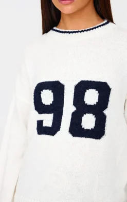 PrettyLittleThing Oversized Sweaters*Knit Oversized Embroidered Sweater