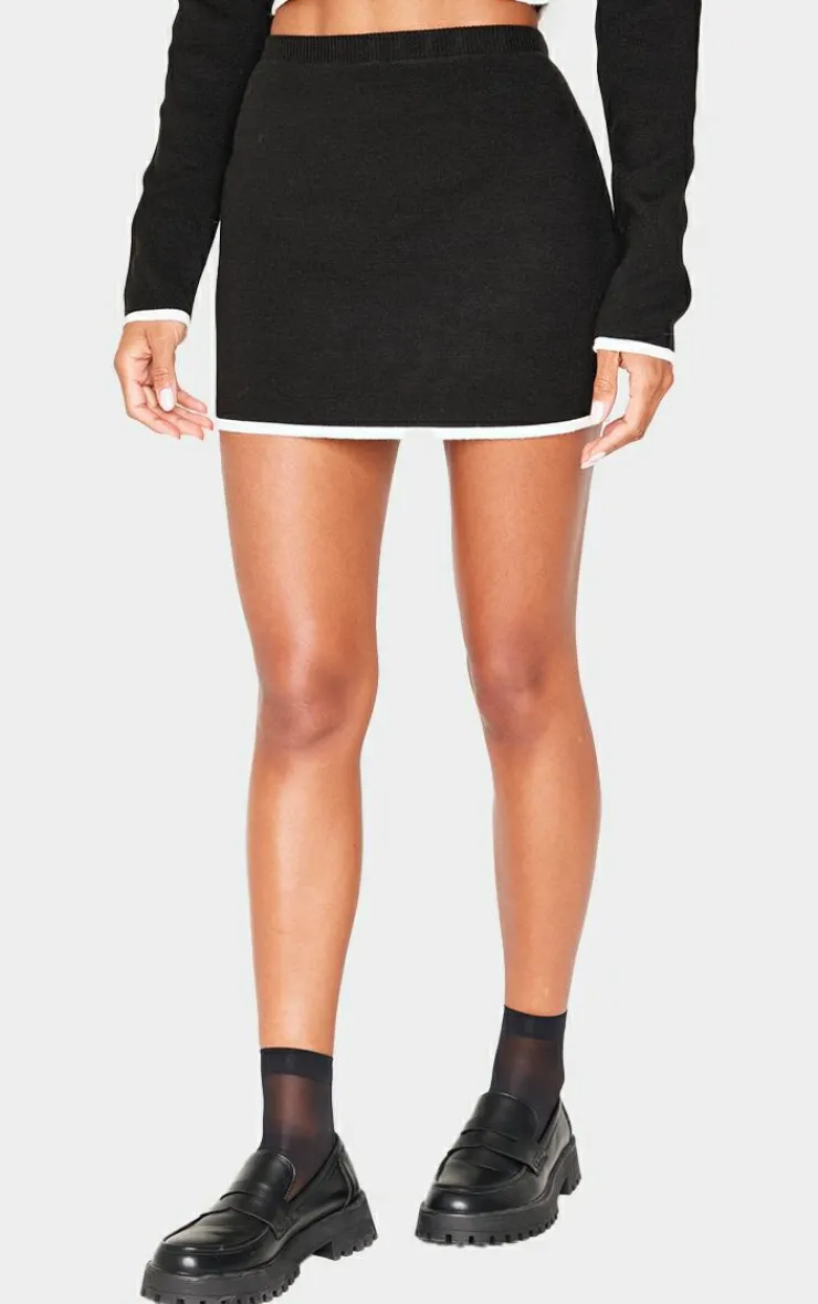 Clearance PrettyLittleThing Knitted Mini Skirt Monochrome