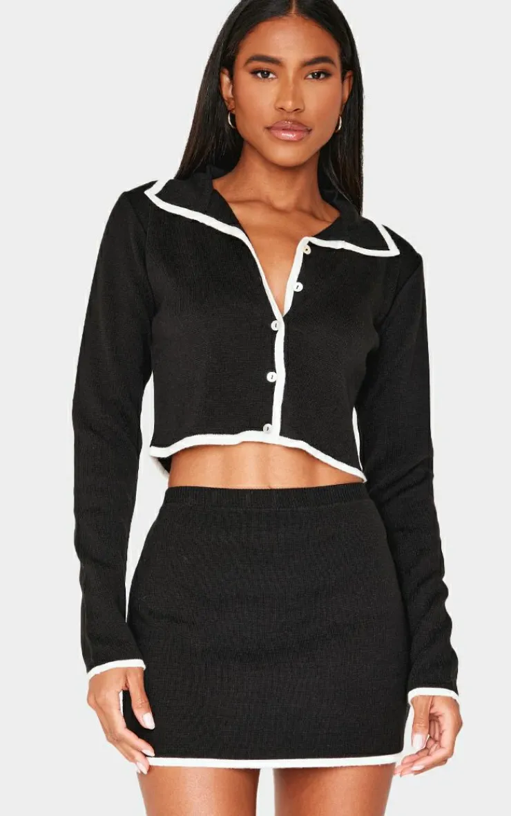 Clearance PrettyLittleThing Knitted Mini Skirt Monochrome