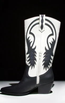 PrettyLittleThing Knee High Boots*Pu Point Toe Contrast Knee High Western Boots