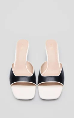 PrettyLittleThing Mules*PU Square Toe Contrast Heeled Mules