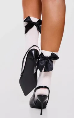 PrettyLittleThing Socks*Satin Bow Ribbed Ankle Socks