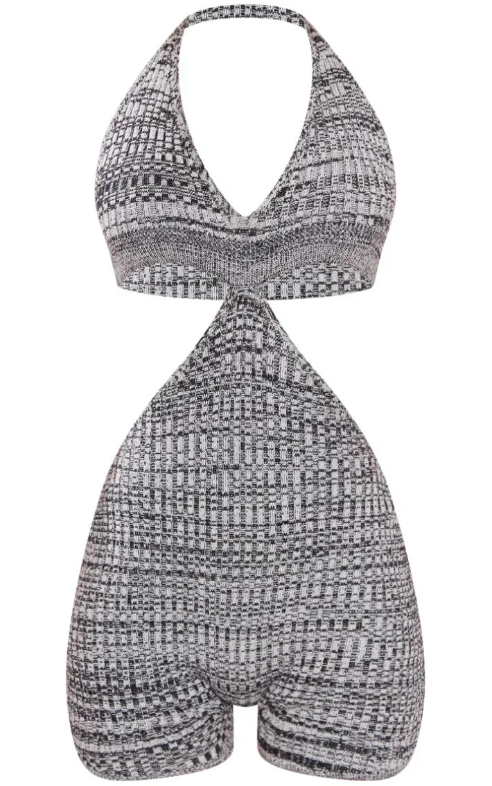Monochrome Spacedye Knit Cut Out Romper