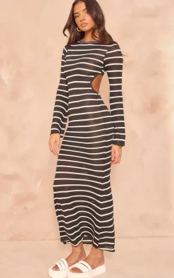 Stripe Flare Sleeve Cut Out Back Maxi Dress-PrettyLittleThing Discount