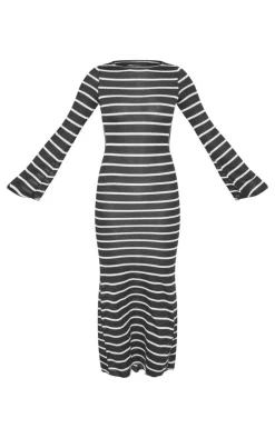Stripe Flare Sleeve Cut Out Back Maxi Dress-PrettyLittleThing Discount