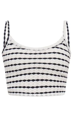 Clearance PrettyLittleThing Stripe Knitted Cami Top Monochrome