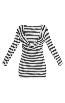 Textured Stripe Cowl Bodycon Dress-PrettyLittleThing Discount