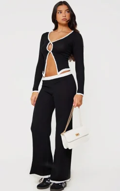 PrettyLittleThing Knitted Tops*Towel Knitted Contrast Keyhole Top