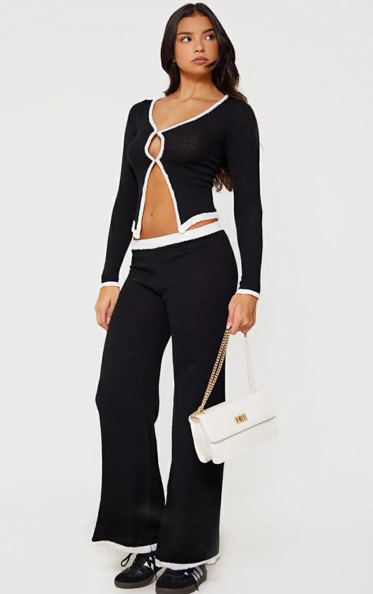 PrettyLittleThing Knitted Tops*Towel Knitted Contrast Keyhole Top