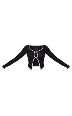 PrettyLittleThing Knitted Tops*Towel Knitted Contrast Keyhole Top