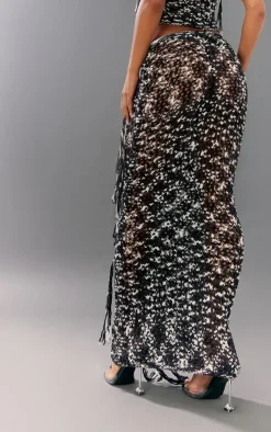 Best PrettyLittleThing Twist Marl Knit Maxi Skirt Monochrome