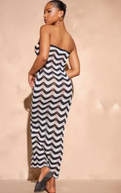 Wave Knit Bandeau Maxi Dress-PrettyLittleThing Sale