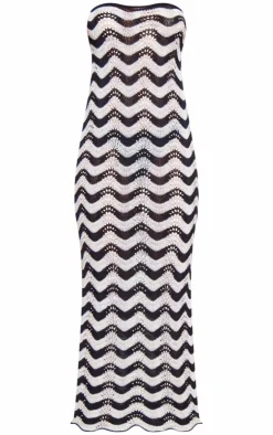 Wave Knit Bandeau Maxi Dress-PrettyLittleThing Sale