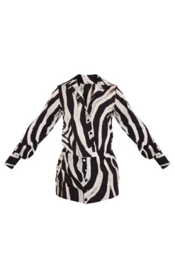 Zebra Print Button Skirt Detail Bodycon Dress-PrettyLittleThing New