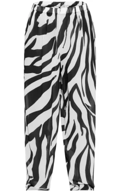 Monochrome Zebra Print Wide Leg Beach Pants