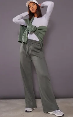 Moss Green Oversized Drawstring Wide Leg Sweatpants
