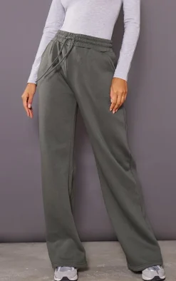 Moss Green Oversized Drawstring Wide Leg Sweatpants