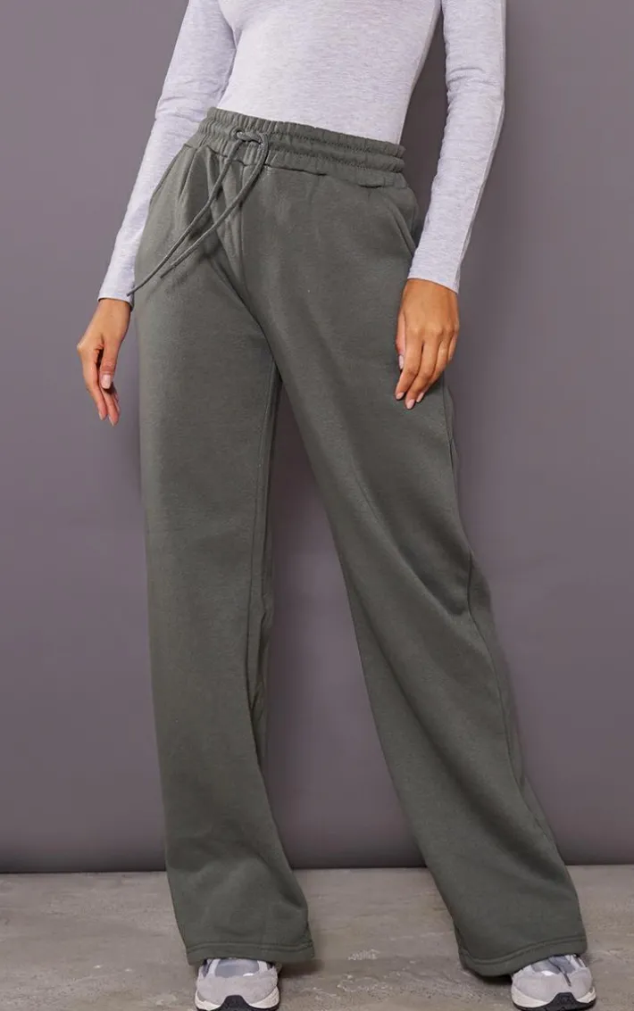 Moss Green Oversized Drawstring Wide Leg Sweatpants