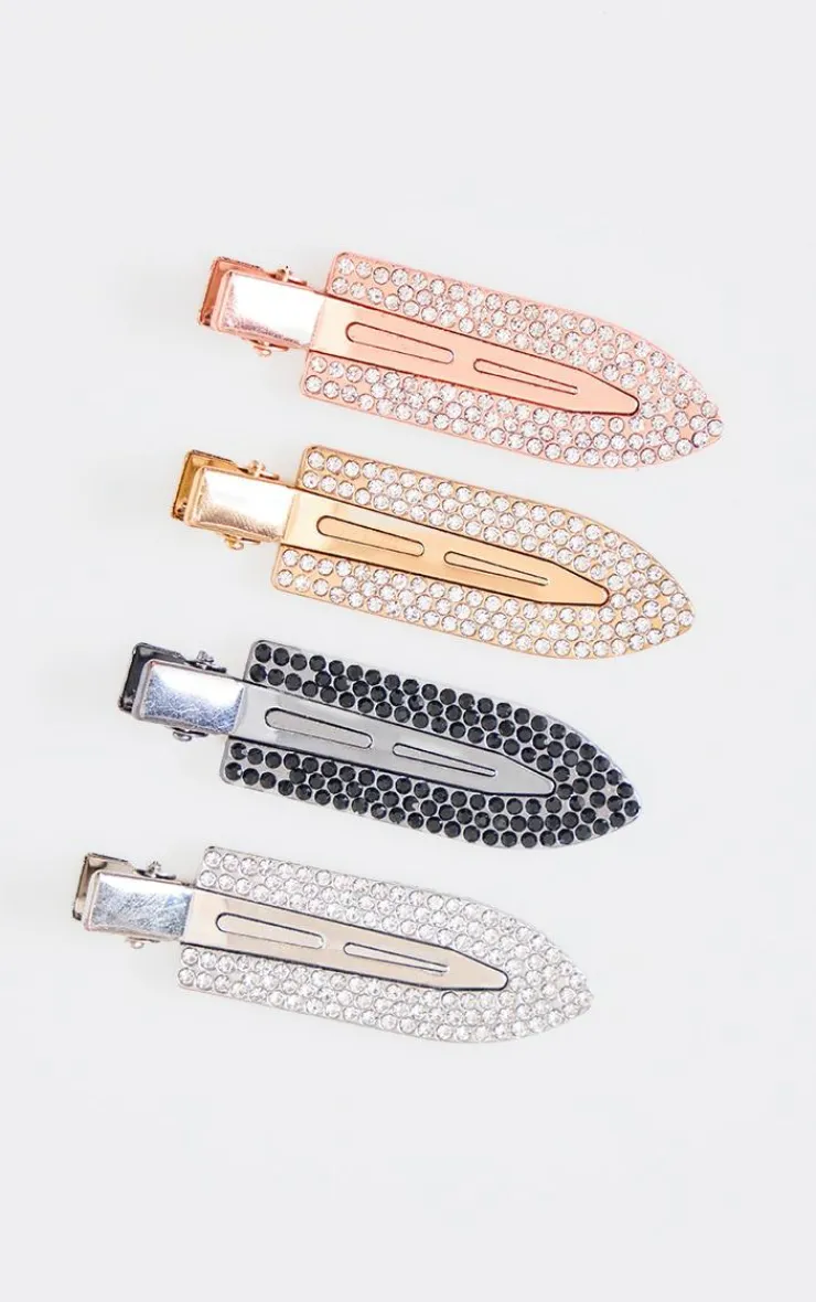PrettyLittleThing Hair Accessories*4 Pack Diamante Setting Hair Clips