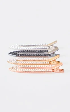 PrettyLittleThing Hair Accessories*4 Pack Diamante Setting Hair Clips