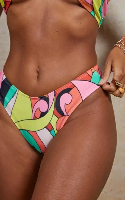 Multi Abstract High Leg Bikini Bottoms